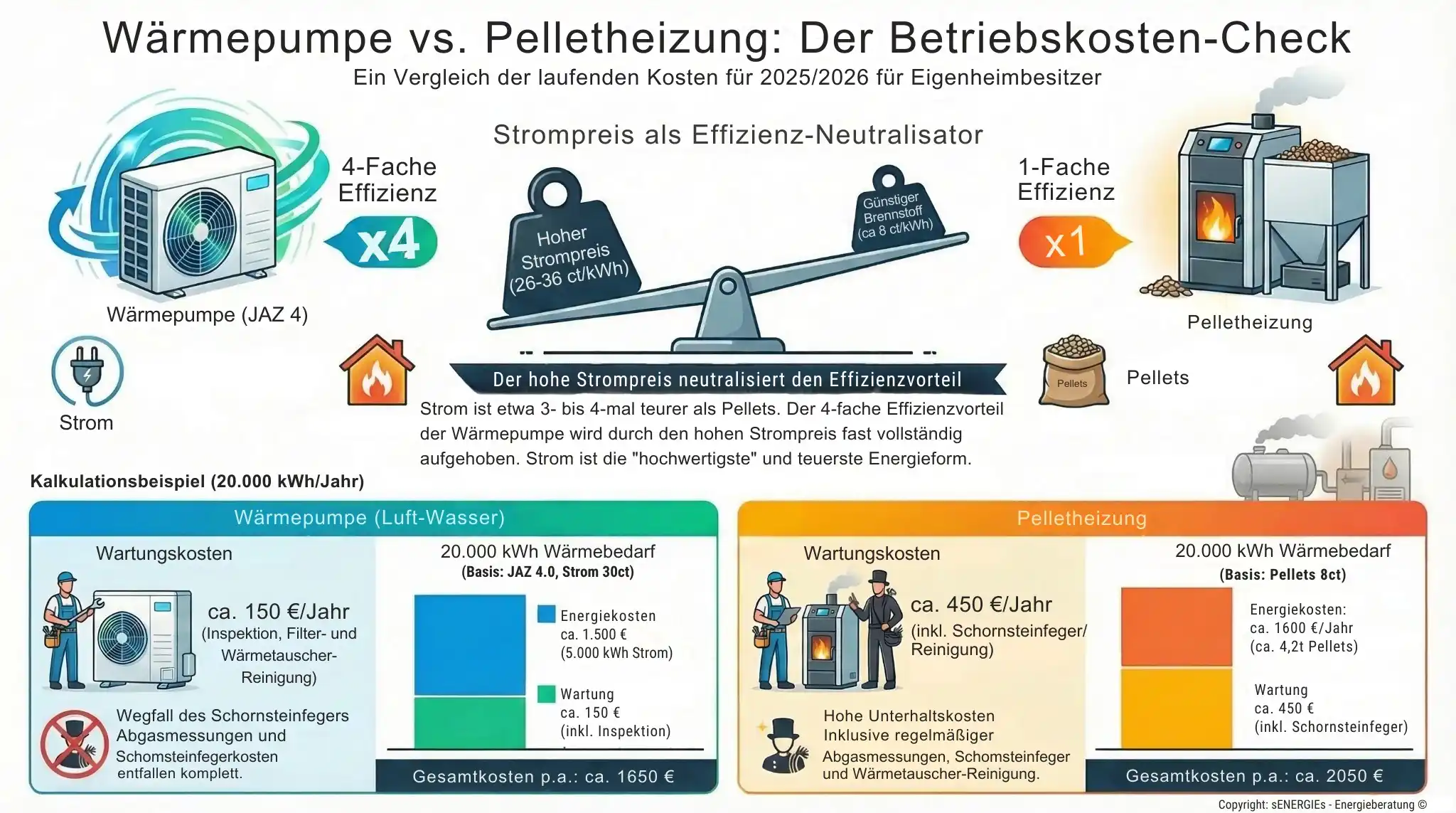 Kostenvergleich von Wärmepumpen mit einer Pelletheizung